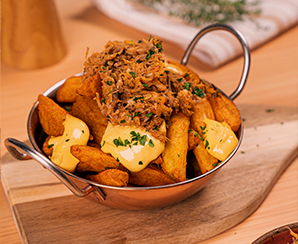 Batatas Rústicas com Carne e Queijo